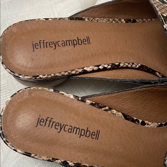 Jeffrey Campbell Tan Snake Print Mules - Picture 4 of 8
